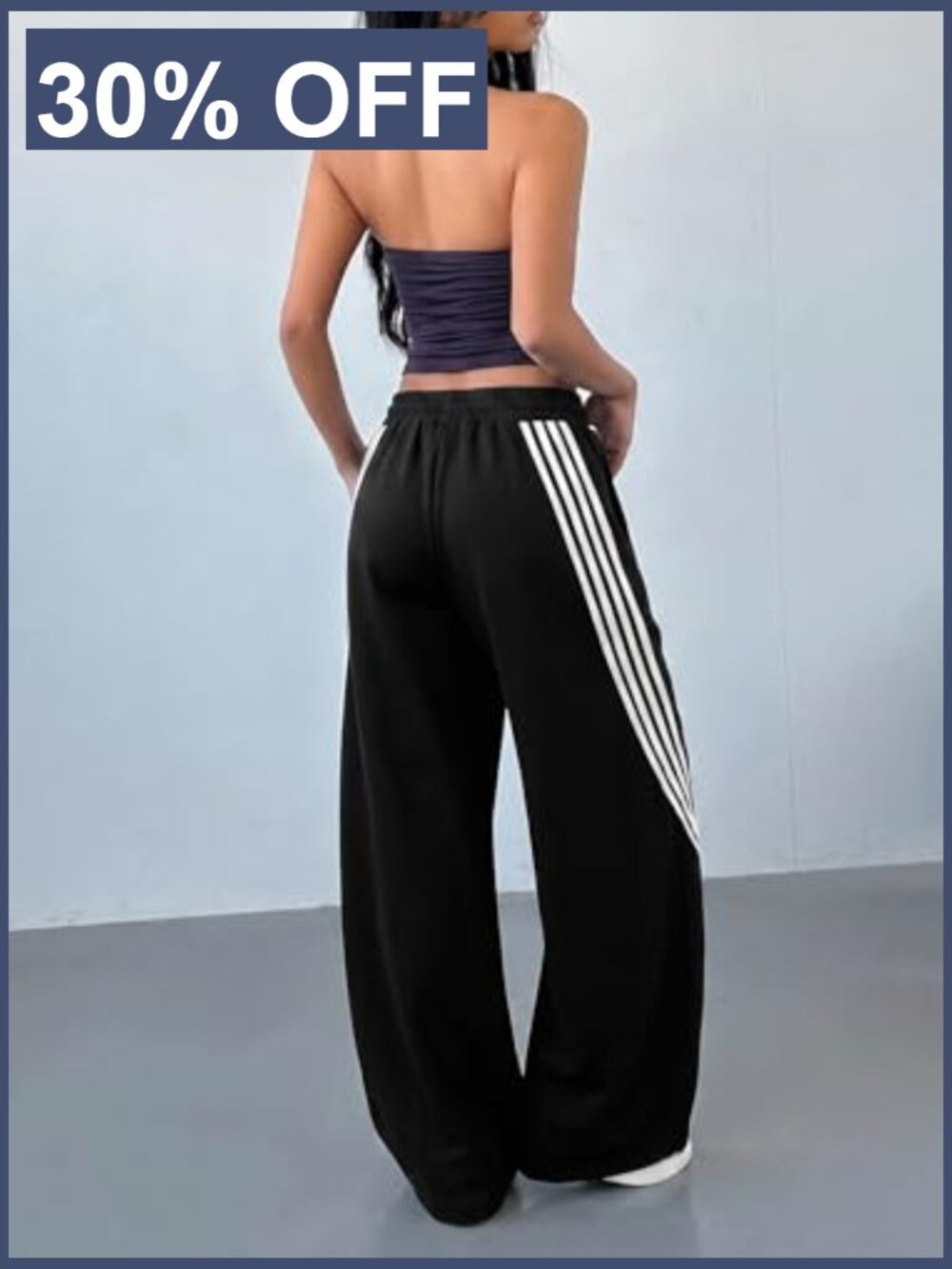 Y2K Striped Barrel Sweatpants Baggy High Waisted Wide Leg Joggers with - Picture 2 of 7
